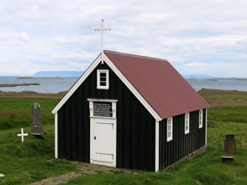 One of the oldest wooden churches of Iceland built up in 1856-59; Bjarnarhöfn, Iceland.
